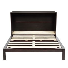 Queen Size Murphy Bed with Power Station and Rattan Panel