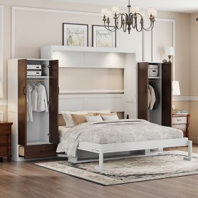 Queen Size Murphy Bed Wall Bed With Closet, Drawers And Table 34 Queen Size Murphy Bed Wall Bed With Closet, Drawers And Table