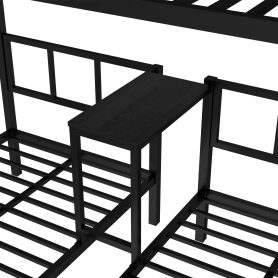 Twin XL over Twin & Twin Bunk Bed Metal Triple Bunk Bed with Desk & Shelves