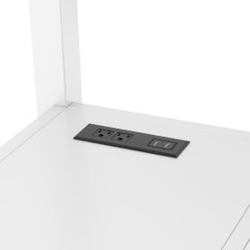 Metal Full Size Loft Bed With L-Shaped Desk, USB, Wardrobe And Adjustable Shelf