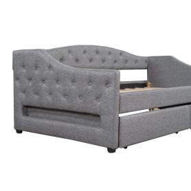 Upholstered Twin XL Size Daybed with LED Belt and 2 Drawers