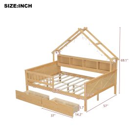 Wood Full Size House Platform Beds With Led, Storage Shelves, Drawers And Guardrail 31 Wood Full Size House Platform Beds With Led, Storage Shelves, Drawers And Guardrail