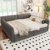 Queen Size Upholstered Platform Bed with USB and 2 Drawers