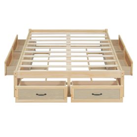 Full Size Platform Bed with 6 Storage Drawers