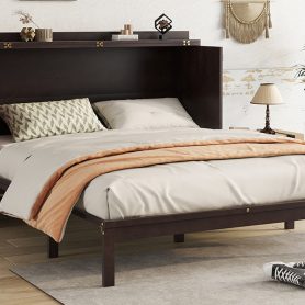 Queen Size Murphy Bed with Power Station and Rattan Panel