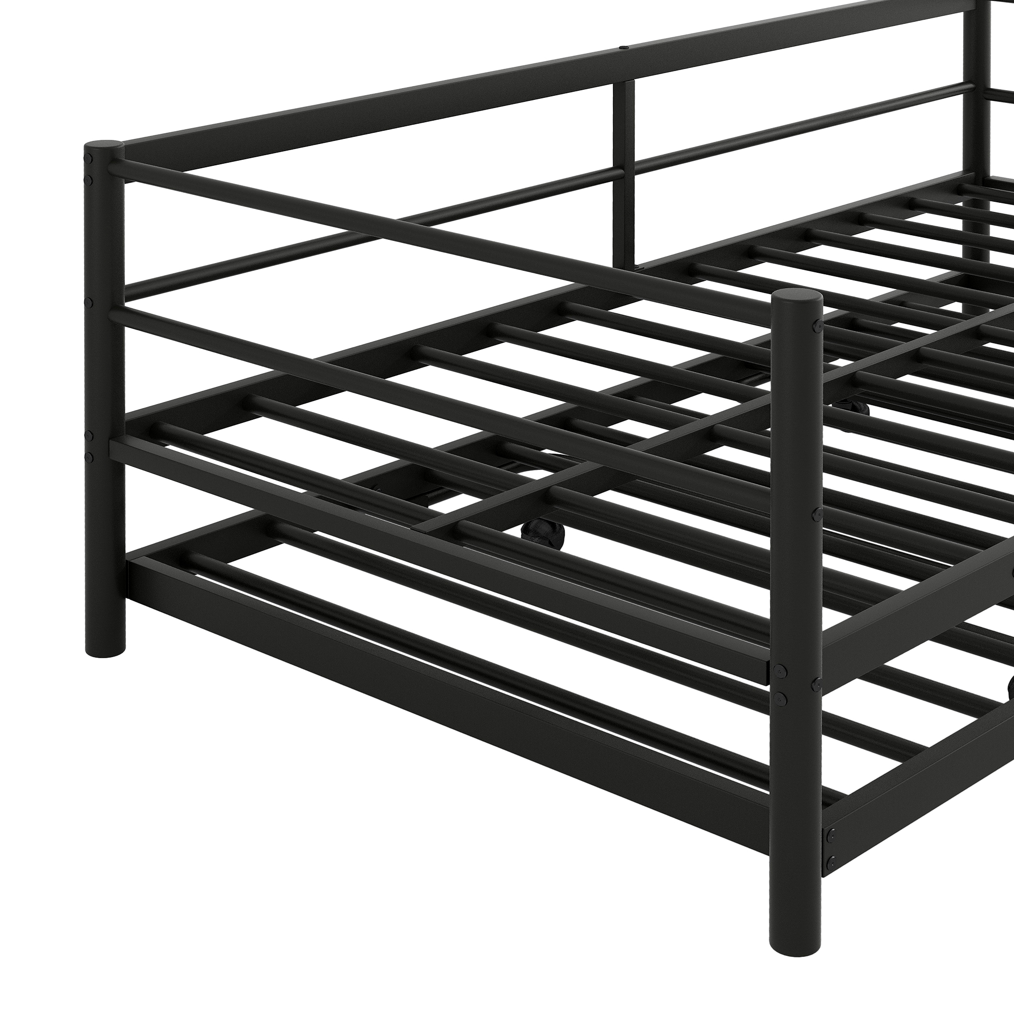 Twin Size Metal Daybed with LED and Adjustable Trundle 15 Twin Size Metal Daybed with LED and Adjustable Trundle