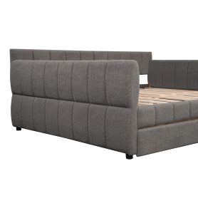 Queen Size Upholstered Platform Bed with USB and 2 Drawers