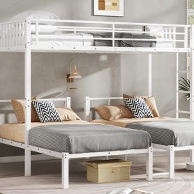 Metal Twin XL over Twin & Twin Bunk Bed  Triple Bunk Bed