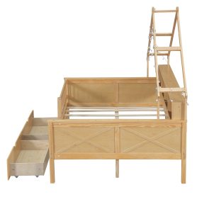 Wood Full Size House Platform Beds With Led, Storage Shelves, Drawers And Guardrail 40 Wood Full Size House Platform Beds With Led, Storage Shelves, Drawers And Guardrail