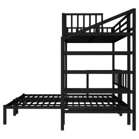 Twin XL over Twin & Twin Bunk Bed Metal Triple Bunk Bed with Desk & Shelves