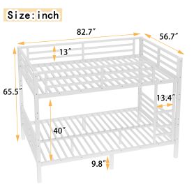 Metal Full XL over Full XL Bunk Bed for Teens and Adults
