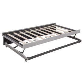 Full Size L-shaped Upholstered Daybed With Twin Size Pop Up Trundle