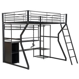 Full Size Metal Gaming Loft Bed with Built-in Work Station, Open Wardrobe, LED and Multiple Storage 34 Full Size Metal Gaming Loft Bed with Built-in Work Station, Open Wardrobe, LED and Multiple Storage