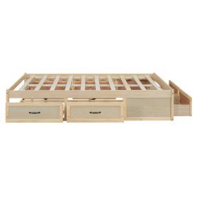 Full Size Platform Bed with 6 Storage Drawers