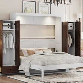 Queen Size Murphy Bed Wall Bed With Closet, Drawers And Table 37 Queen Size Murphy Bed Wall Bed With Closet, Drawers And Table