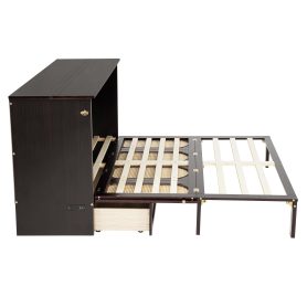 Queen Size Murphy Bed with Power Station and Rattan Panel