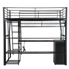 Full Size Metal Gaming Loft Bed with Built-in Work Station, Open Wardrobe, LED and Multiple Storage 35 Full Size Metal Gaming Loft Bed with Built-in Work Station, Open Wardrobe, LED and Multiple Storage