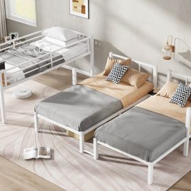 Metal Twin XL over Twin & Twin Bunk Bed  Triple Bunk Bed