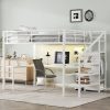 Metal Queen Size High Loft Bed with L-shaped Desk, USB, Wardrobe and Adjustable Shelf 2 Metal Queen Size High Loft Bed with L-shaped Desk, USB, Wardrobe and Adjustable Shelf