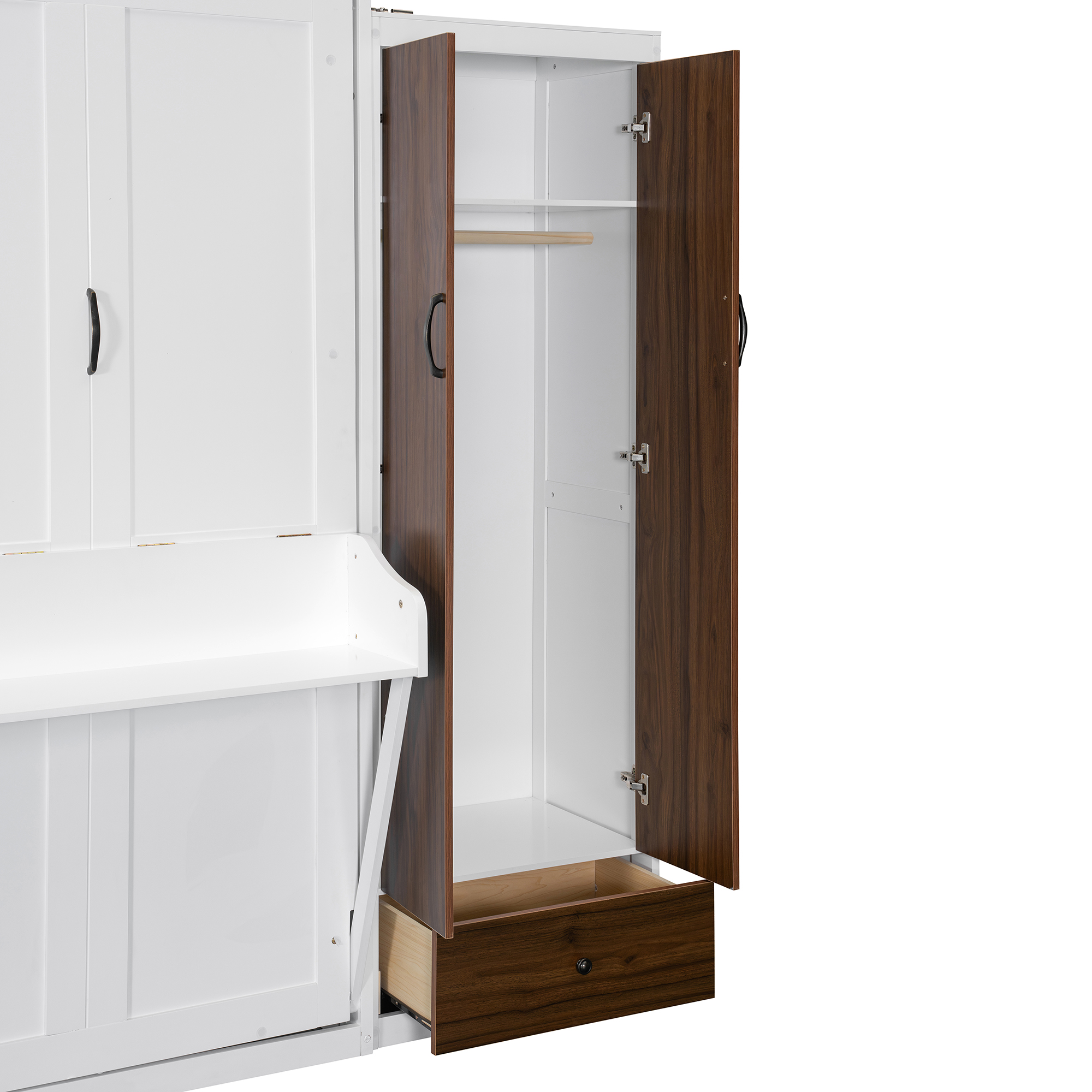 Queen Size Murphy Bed Wall Bed With Closet, Drawers And Table 15 Queen Size Murphy Bed Wall Bed With Closet, Drawers And Table