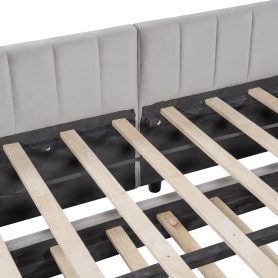 Full Size L-shaped Upholstered Daybed With Twin Size Pop Up Trundle