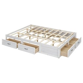 Queen Size Platform Bed With 6 Storage Drawers