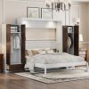Queen Size Murphy Bed Wall Bed With Closet, Drawers And Table