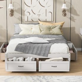 Queen Size Platform Bed With 6 Storage Drawers
