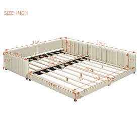 Queen Size & Twin XL Size Upholstered Platform Bed, Mother & Child Bed, PU Leather