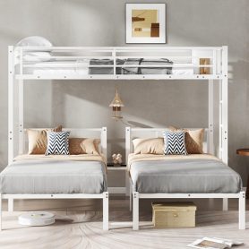 Metal Twin XL over Twin & Twin Bunk Bed  Triple Bunk Bed