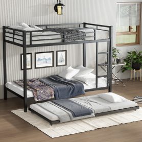 Twin XL over Twin XL Metal Bunk Bed with Twin Size Trundle