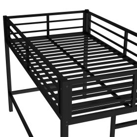Twin Size Metal Loft Bed With Easy Climbing Ladder And Guardrails