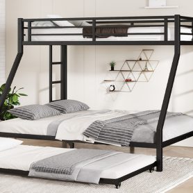 Twin Xl Over Queen Metal Bunk Bed With Twin Size Trundle