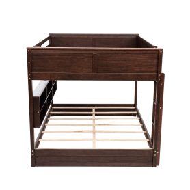 Queen Over Queen Bunk Bed with Built-in Storage Cabinets, Charging Station, Ladder, and Safety Guardrails