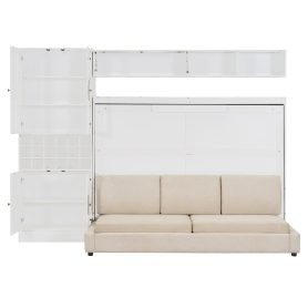 Full Size Murphy Bed Wall Bed With Sofa, Shelves Usb & Light