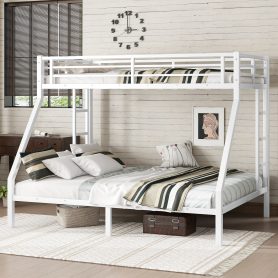 Metal Twin XL over Queen Bunk Bed for Teens and Adults, Space-Saving/Noise Reduced/No Box Spring Needed