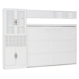 Full Size Murphy Bed Wall Bed With Sofa, Shelves Usb & Light