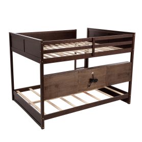 Queen Over Queen Bunk Bed with Built-in Storage Cabinets, Charging Station, Ladder, and Safety Guardrails
