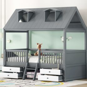 Twin Size Wood Bed House Bed Frame