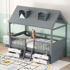 Twin Size Wood Bed House Bed Frame