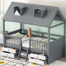 Twin Size Wood Bed House Bed Frame