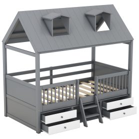 Twin Size Wood Bed House Bed Frame