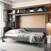 Queen Size Murphy Bed Wall Bed with Sofa, Shelves USB & Light