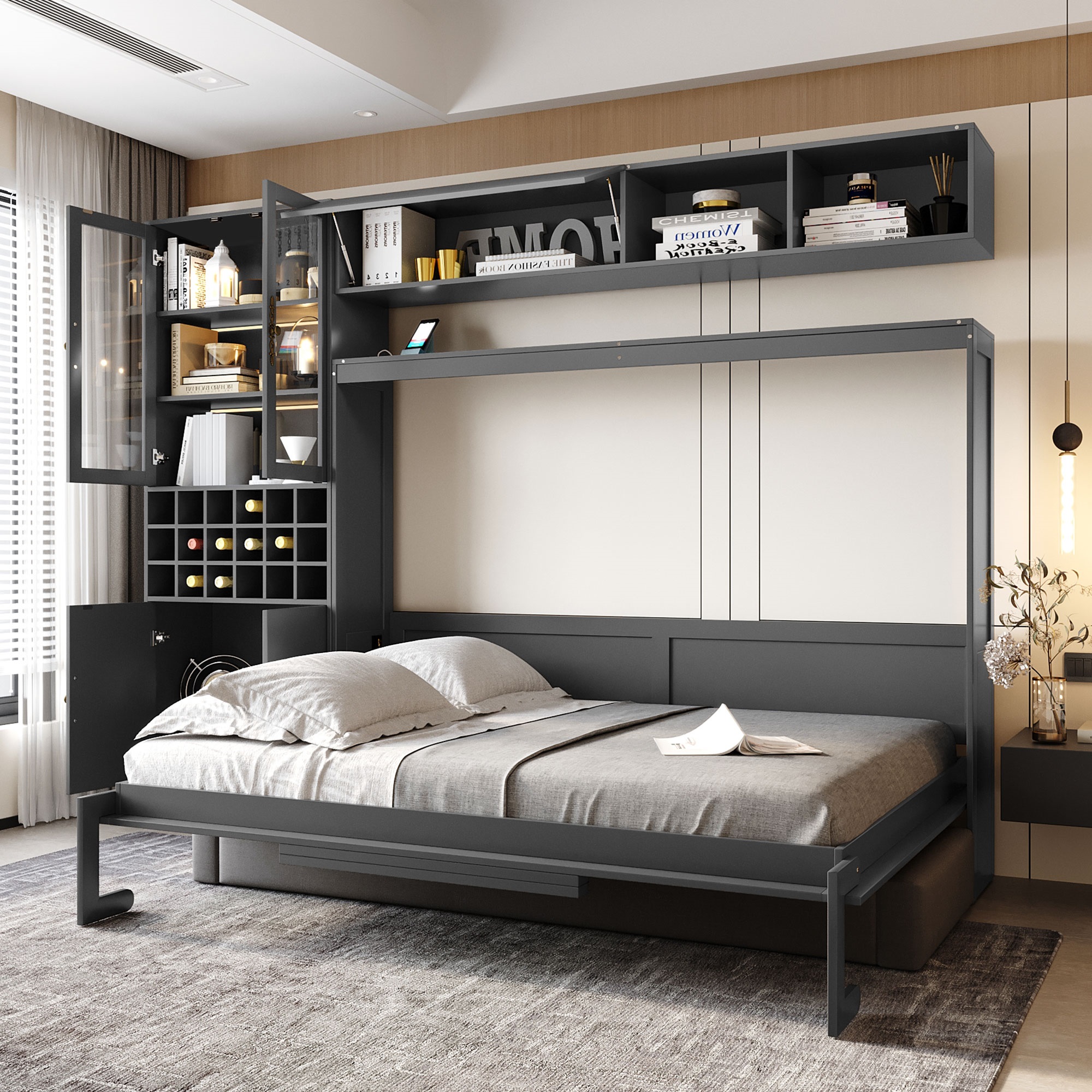 Assembly Instruction For LP000763AAE 7 Full Size Murphy Bed Wall Bed With Sofa, Shelves Usb & Light