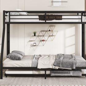 Twin Xl Over Queen Metal Bunk Bed With Twin Size Trundle