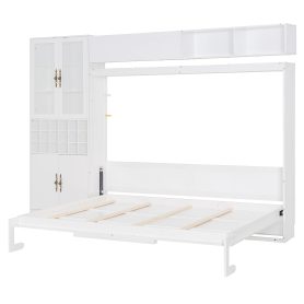 Queen Murphy Bed Wall Bed with Sofa, Shelves USB & Light