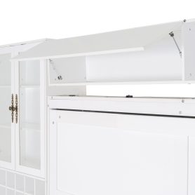 Queen Murphy Bed Wall Bed with Sofa, Shelves USB & Light