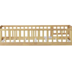 Twin Size Floor Bed With Fence, Door and Safety Guardrails 38 Twin Size Floor Bed With Fence, Door and Safety Guardrails