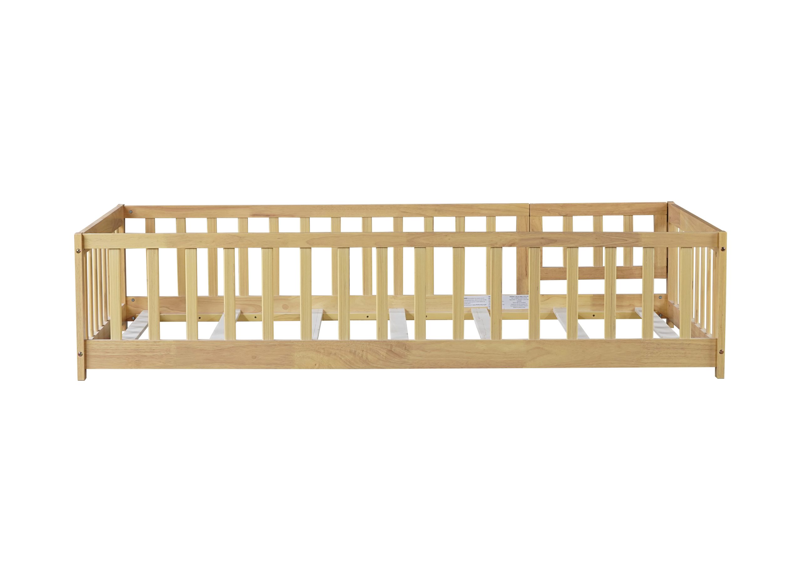 Twin Size Floor Bed With Fence, Door and Safety Guardrails 20 Twin Size Floor Bed With Fence, Door and Safety Guardrails