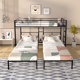 Triple Twin Size Bunk Bed, Sturdy Metal Frame, Anti Noise, No Box Spring Needed